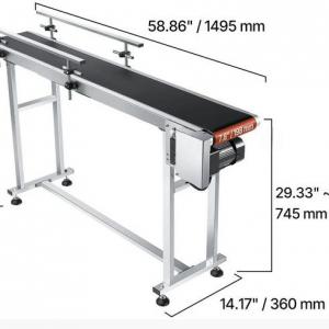 Szállítószalag-rendszer – 1500 × 200 mm, 37,5 kg teherbírás, rozsdamentes acél kivitel