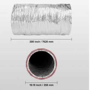 Szellőzőcső légcsatorna Ipari fém elszívó ventilátorhoz 254 mm flexibilis cső mérete: 7,62 m