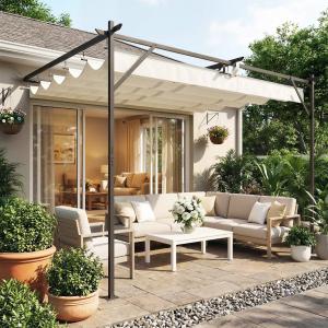 Terasz balkon pergola napernyő 4x3m krémfehér