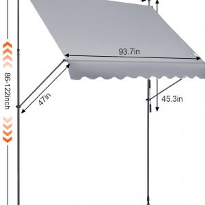 Terasz napellenző kézi tekerővel 250 x 120 cm szürke