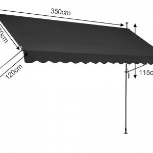 Terasz napellenző kézi tekerővel 350 x 120 cm fekete