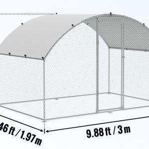 Tyúkketrec, tyúkól, csirkeól kennel tetővel, horganyzott acél 300 x 200 x 200 cm