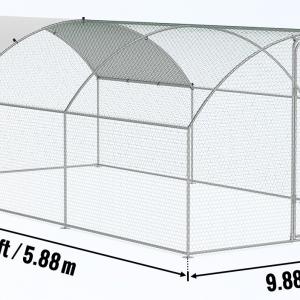 Tyúkketrec, tyúkól, csirkeól kennel tetővel, horganyzott acél 300 x 600 x 200 cm