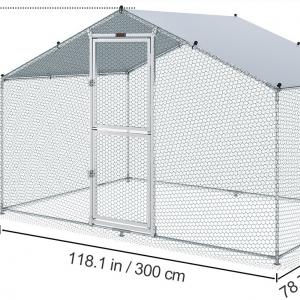 Tyúkketrec, tyúkól fedéllel – Horganyzott acélból, 200 x 300 x 200 cm