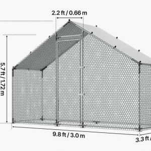 Tyúkketrec, tyúkól fedéllel – Horganyzott acélból, 300 × 100 × 200 cm (4–10 számára)