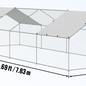 Tyúkketrec, tyúkól fedéllel, etetőnyílással  – horganyzott acél 300 x 800 x 200 cm