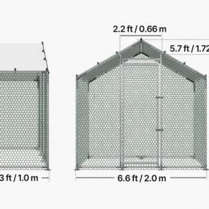 Tyúkketrec, tyúkól fedéllel, etetőnyílással  – Horganyzott acélból, 200x100x200 cm (4-6 csirke részre)
