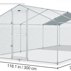 Tyúkketrec, tyúkól fedéllel, etetőnyílással  – Horganyzott acélból, 600 x 300 cm