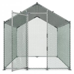 Tyúkketrec, tyúkól fedéllel, etetőnyílással  – Horganyzott acélból, biztonsági zárral 200 × 200 × 200 cm (6-10 tyúk részére)