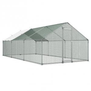 Tyúkketrec, tyúkól tetővel, biztonsági zárral – 300 × 600 × 200 cm (25–50 tyúk részére)