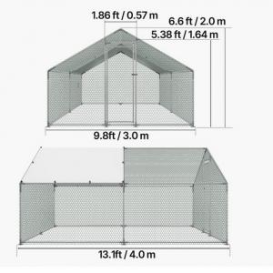 Tyúkketrec, tyúkól tetvőel, biztonsági zárral 3 × 4 × 2 m 12–15 tyúk részére