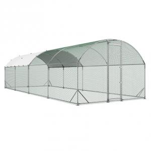 Tyúkól, csirkefuttató fedéllel – horganyzott acélból, 270 × 760 × 200 cm (30–60 tyúk részére)