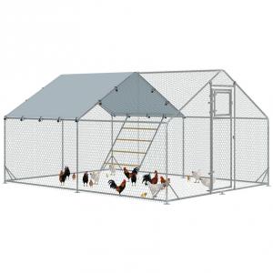 Tyúkól, csirkeól fedett kifutóval és UV-álló tetővel, létrával, ülőrúddal 300cm x 400cm x 195cm