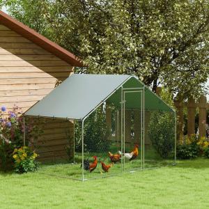 Tyúkól fedett tyúk kifutó 5–8 tyúk számára, zárható ajtóval, acél vázzal (300 × 170 × 190 cm, 5,1 m²)