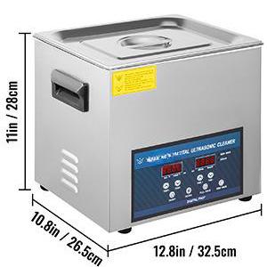 Ultrahangos tisztítókészülék 10 literes tartállyal – kettős frekvencia (28/40 kHz), 240 W ultrahangos teljesítmény, fűtésfunkcióval és digitális vezérléssel,