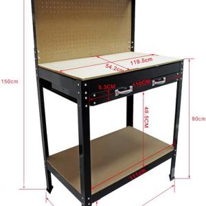 Univerzális munkapad, satupad munkaasztal fiókkal, szerszámtartó fallal 1200 x 550 x 1500