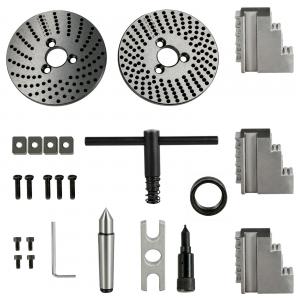 Univerzális precíziós osztófej – 100 mm középmagasságú, 4" 3 pofás tokmánnyal, MT2 szegnyerget és 1:40 áttételt tartalmazó, HT200 acélból készült kivitel