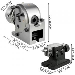 Univerzális precíziós osztófej 100 mm középmagassággal, 4″ 3 pofás tokmánnyal, MT2 szegnyereggel, 1:40 áttétellel