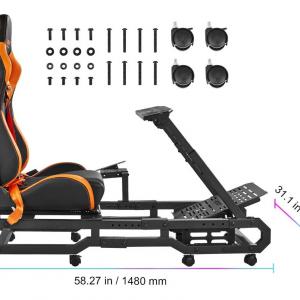 Versenyautó szimulátor (Racing Cockpit) – 148 x 79 x 116 cm autószimulátor üléssel (max. 100 kg terhelhetőség), monitortartóval, kormány, váltókar és pedálok rögzítési pontjaival.