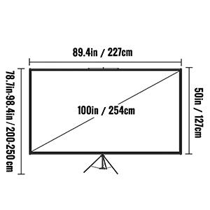 Vetítővászon állvánnyal  16:9 4K HD 254 cm