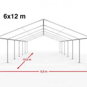 XXL Premium pavilon, sörsátor, parti sátor és rendezvénysátor 6 × 12 m – 72 m², szürke, 100%-ban vízálló PE ponyvával, stabil horganyzott acélvázzal