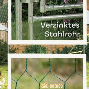 XXL Tyúkketrec, tyúkól tetővel, biztonsági zárral – 300 × 800 × 200 cm (24x30 tyúk részére) létrával