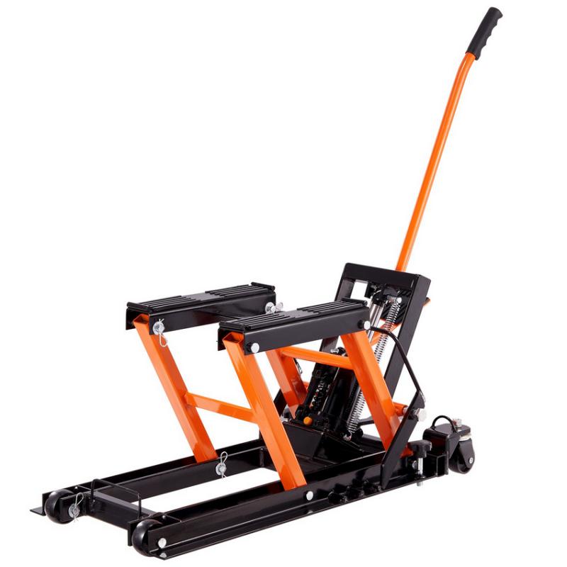 Hidraulikus motorkerékpár-emelő 0,7 tonna teherbírással, biztonsági rögzítéssel és görgős kialakítással