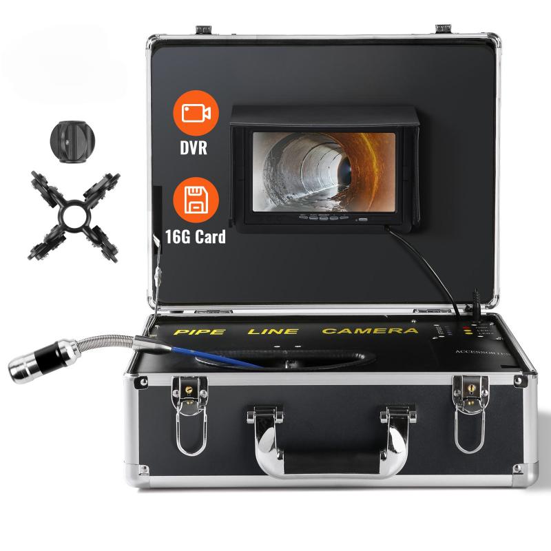 Ipari endoszkóp csatornavizsgáló kamera 7" képernyő, DVR funkció, vízálló,  16 GB SD kártya, csővezeték hossz: 30 m