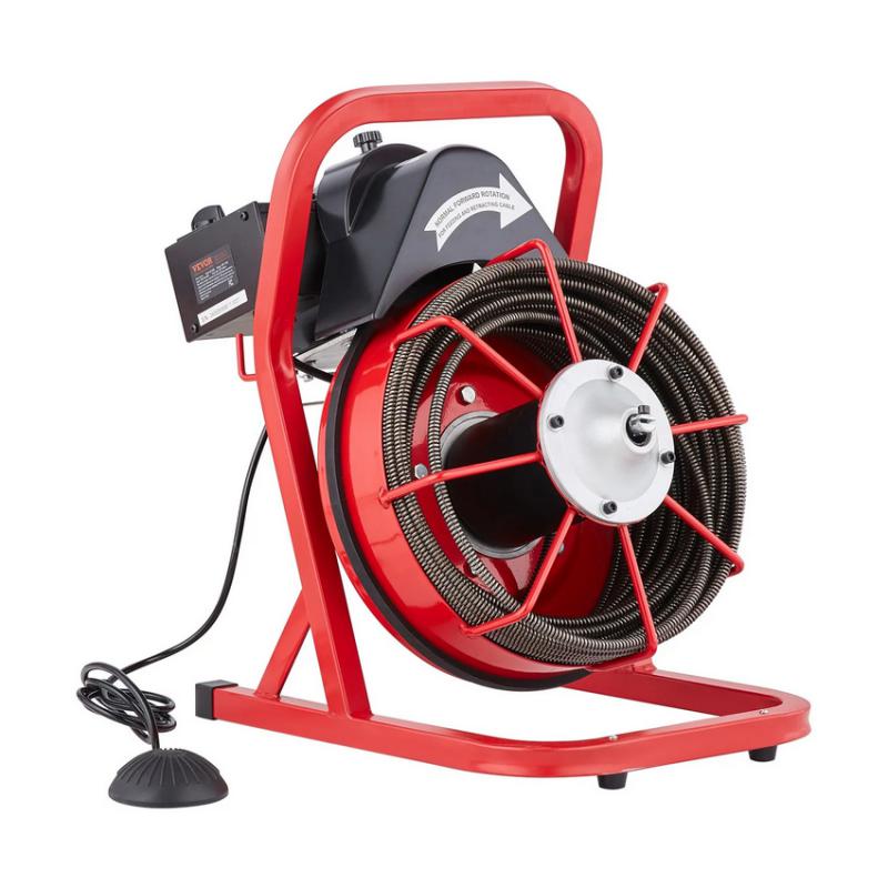 Lefolyótisztító gép kézi adagolással és 4 vágóéllel – 22,9 m / 9,5 mm kábel