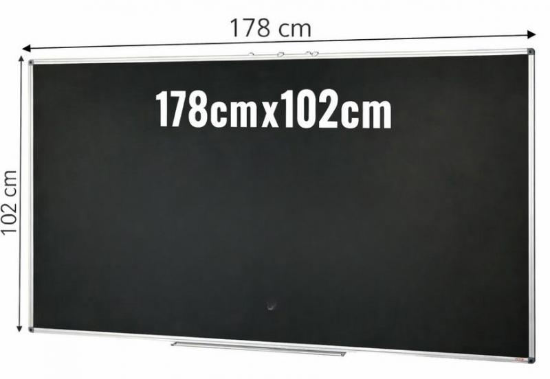 Mágneses tábla tantermi, irodai tábla 178 × 102 cm – nagyméretű, falra szerelhető írótábla sima írásfelülettel és komplett tartozékkészlettel