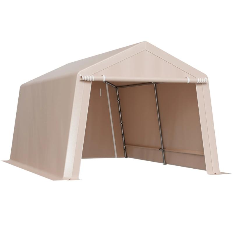 Mobil tárolósátor, 305 × 458 × 246 cm – Horganyzott acélvázzal, bézs PE ponyvával