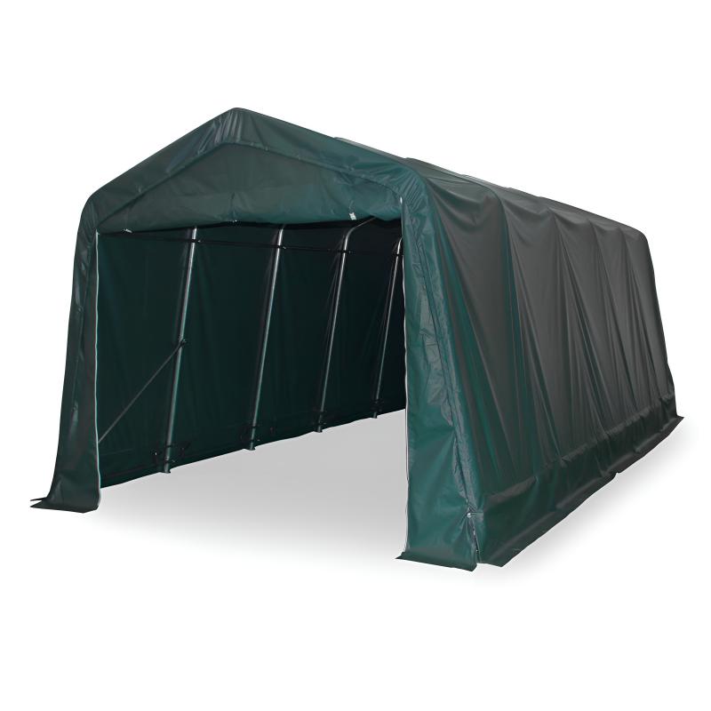 Mobilgarázs, sátorgarázs takarmánytároló sátor 3,3x6,0m ponyva PVC talajrögzítéssel zöld