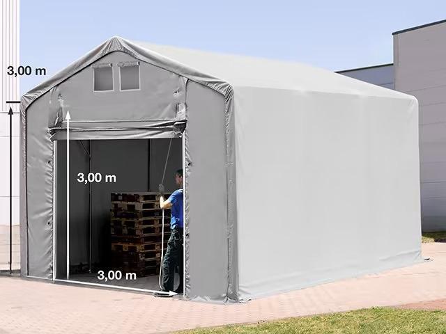 Outlander  ponyva csarnok  raktársátor 4x6m oldalmagasság 3,00m felhúzható kapuval, ponyva PVC  szürke