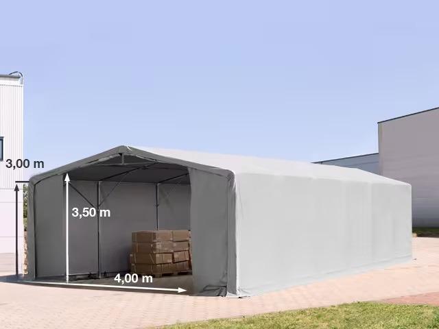 Outlander raktársátor 8x12m  ipari sátor, tároló sátor 3,00 m oldalmagasság, cipzáras kapuval lángálló  PRIMEtex-ponyva, ponyva  szürke