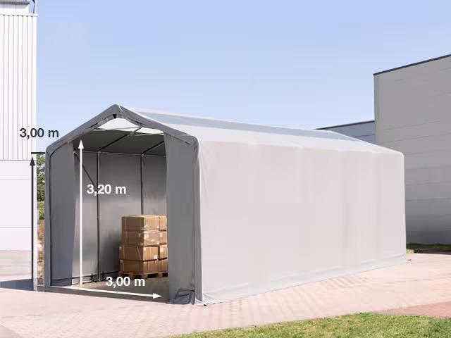 Outlander raktársátor csarnoksátor, ipari tároló sátor 4x12m oldalmagasság 3,00 m  átlátszó tetőablakkal ponyva PVC szürke