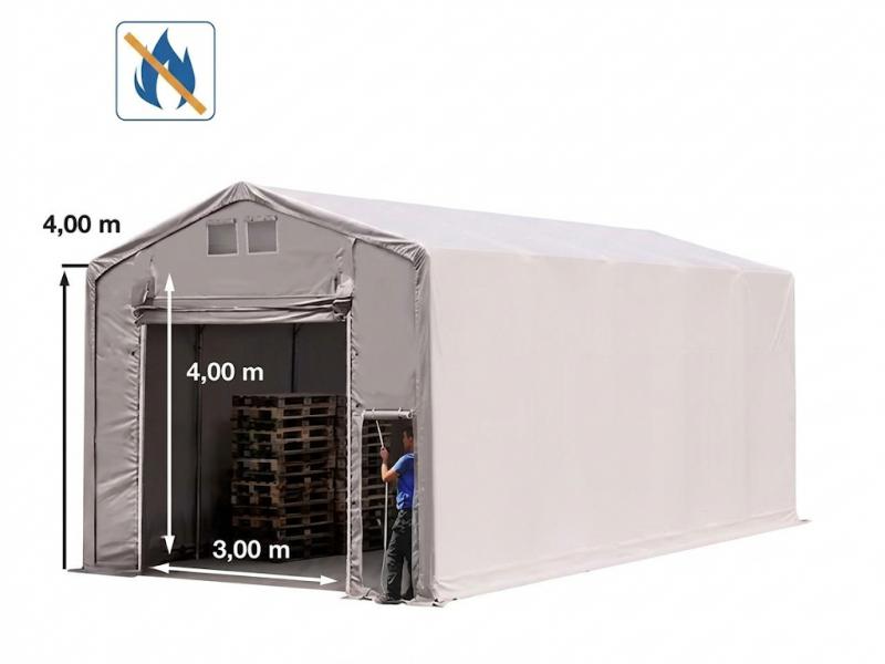 Ponyva csarnok  raktársátor,ipari sátor 5x10m  oldalmagasság 4,00m emelőkapuval  ponyva lángálló PRIMEtex-ponyva  (50m2 szürke)