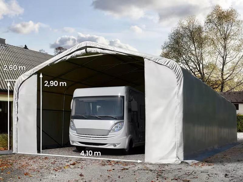 Ponyvagarázs, mobilgarázs 6x12m lángálló PRIMEtex-ponyva, szürke