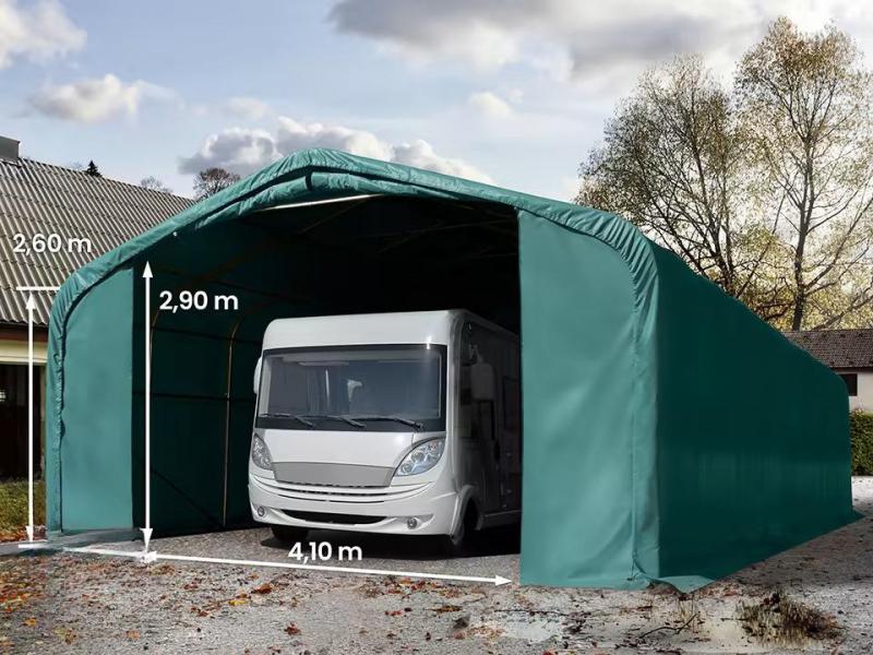 Ponyvagarázs, mobilgarázs 6x12m lángálló PRIMEtex-ponyva, zöld
