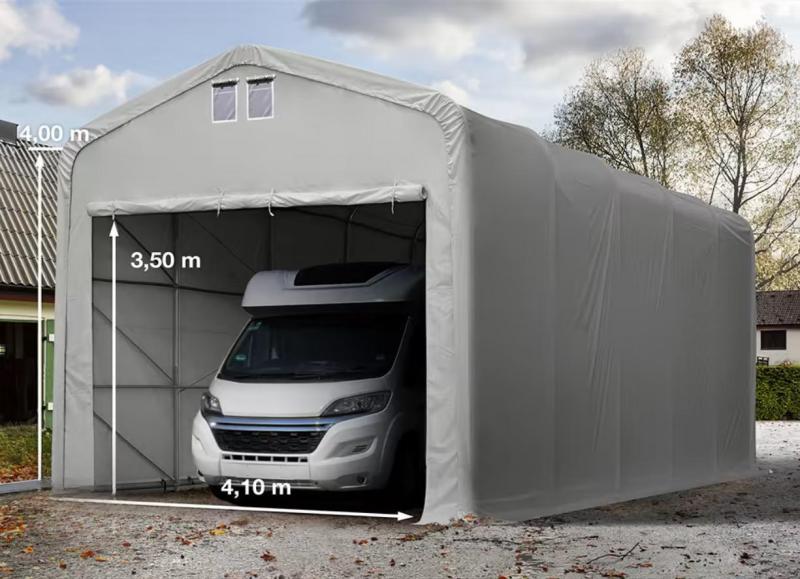 Ponyvagarázs mobilgarázs autógarázs 5x10m PRIMEtex- tűzálló ponyva szürke