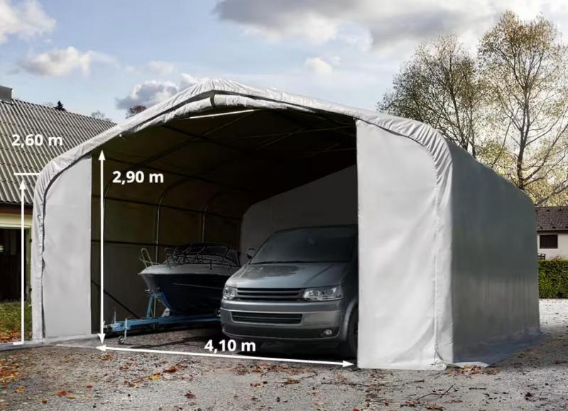 Ponyvagarázs mobilgarázs autógarázs 6x6m, PVC ponyva szürke