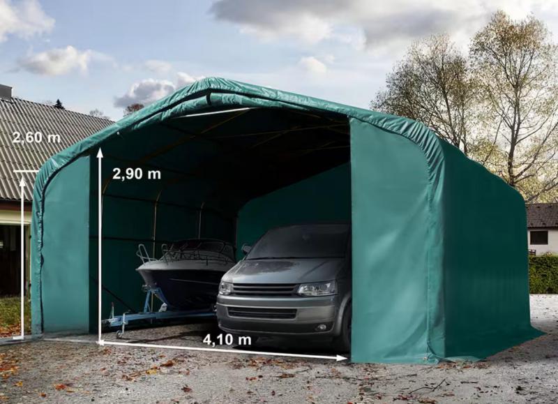 Ponyvagarázs mobilgarázs autógarázs 6x6m, PVC ponyva zöld