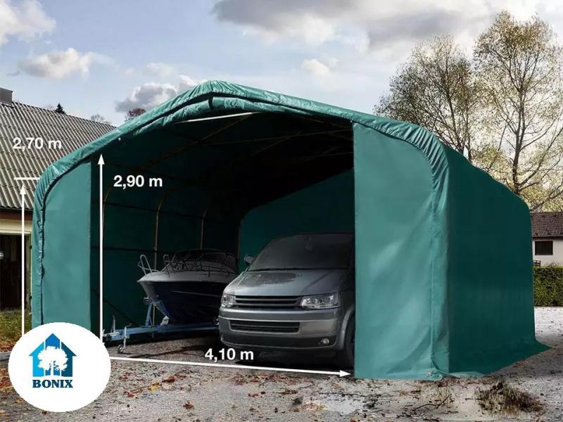 Ponyvagarázs, sátorgarázs  6x6 m ponyva PVC kapu mérete 4,1x2,9 m zöld