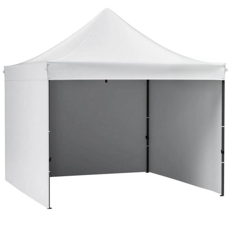 Pop-up összecsukható, 3x3 méteres fehér rendezvénysátor, 3 db oldalfallal,  hordozótáskával és homokzsákokkal