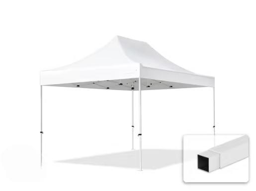 Pop-up összecsukható pavilon és rendezvénysátor 3 × 4,5 m, 13,5 m², fehér vízálló tetőponyvával, acélvázzal, oldalfalak nélkül