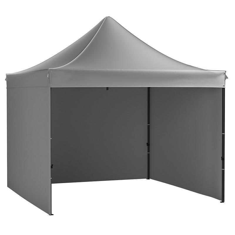 Pop-up  pavilon összecsukható rendezvénysátor 3x3 m (9m2)  4db oldalfallal sötétszürke színben