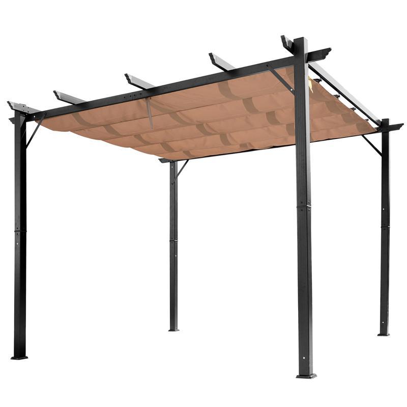 Prémium alumínium pergola állítható tetővel 3 × 4 m, krémszínű, UV-álló és vízálló poliészter tetőponyvával, rozsdamentes alumínium vázzal, 2,23 m teljes magassággal
