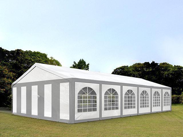 Premium pavilon, sörsátor rendezvénysátor 6x12 m ponyva PE szürke-fehér (72m2)