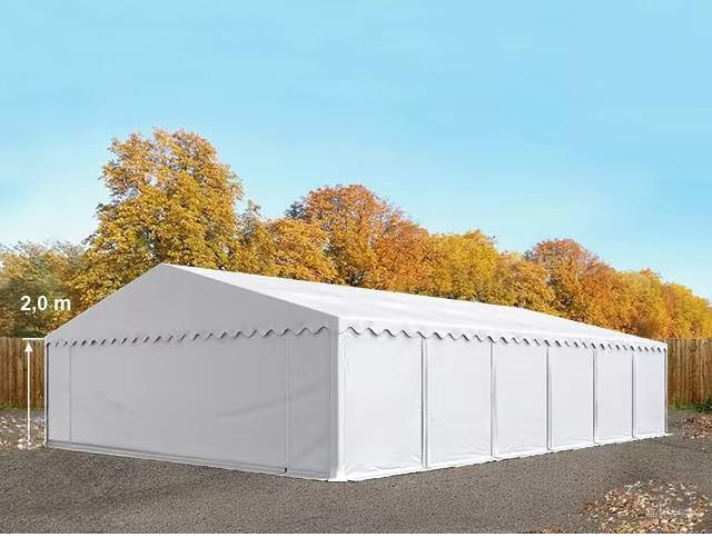 Premium Raktársátor tárolósátor ipari sátor 8x12m ponyva PVC padlókerettel, erősített szerkezettel fehér