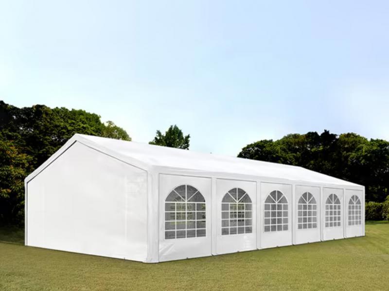 Premium rendezvénysátor és parti sátor 5 × 12 m – 60 m², fehér, 100%-ban vízálló PE ponyvával, stabil horganyzott acélvázzal