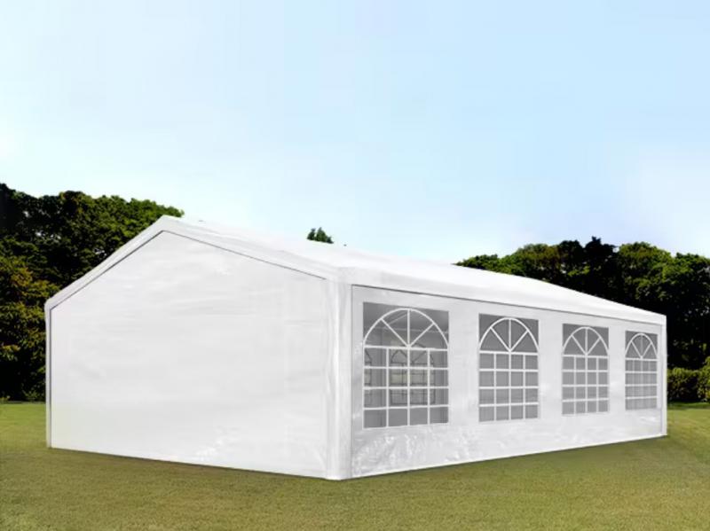 Premium rendezvénysátor és parti sátor 5 × 8 m – 40 m², fehér, vízálló  PE ponyvával,horganyzott acélvázzal